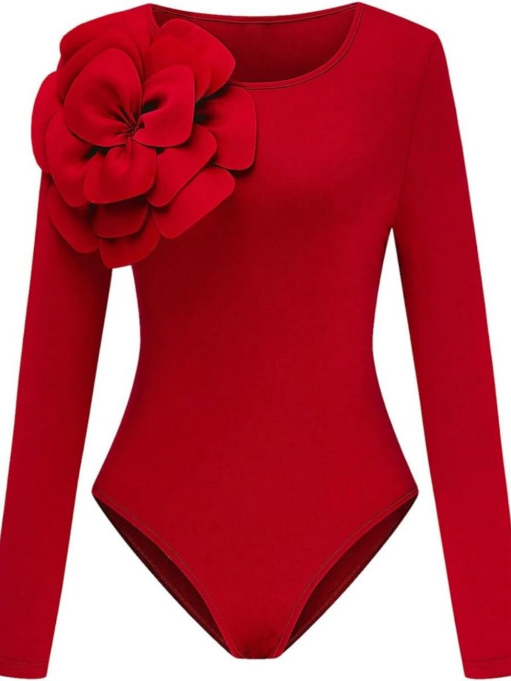 Floral Long Sleeve Bodysuit Top | Slimming 3D Design | Women's Fashion Essential